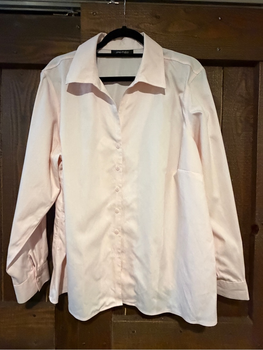 Jones Studio Woman Pale Pink 100% Cotton Button-Down Shirt Blouse 1X 2X